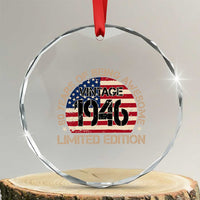 80th Birthday Crystal Glass Ornament Vintage 1946 80 Year Old Birthday USA Flag