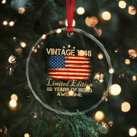80th Birthday Crystal Glass Ornament Vintage 1946 Limited Edition 80 Year Old Birthday USA Flag