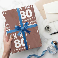80th Birthday Wrapping Paper Roll Funny 80 Year Old Gift