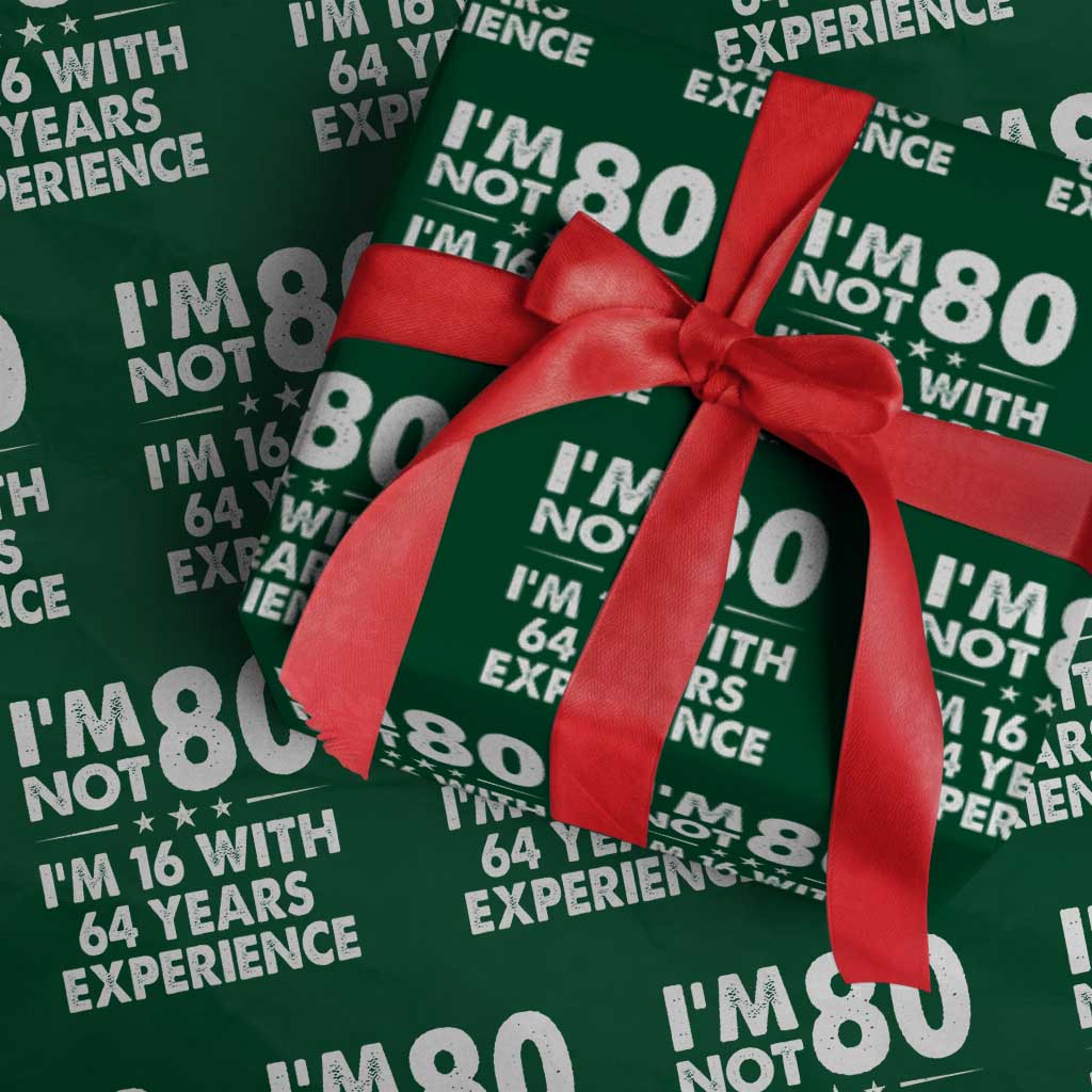 80th Birthday Wrapping Paper Roll Funny Saying Retro Vintage 80 Year Old Gift