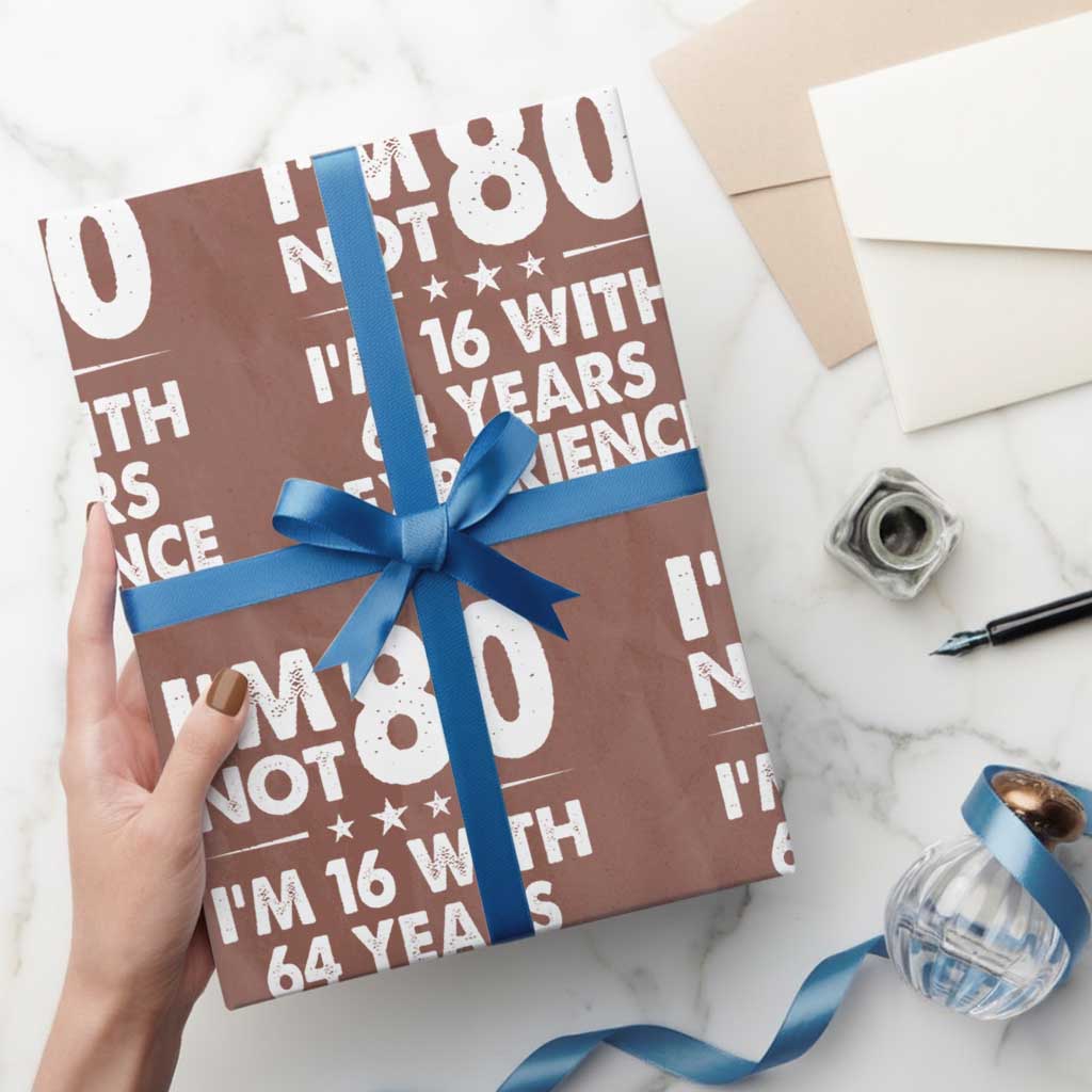 80th Birthday Wrapping Paper Roll Funny Saying Retro Vintage 80 Year Old Gift