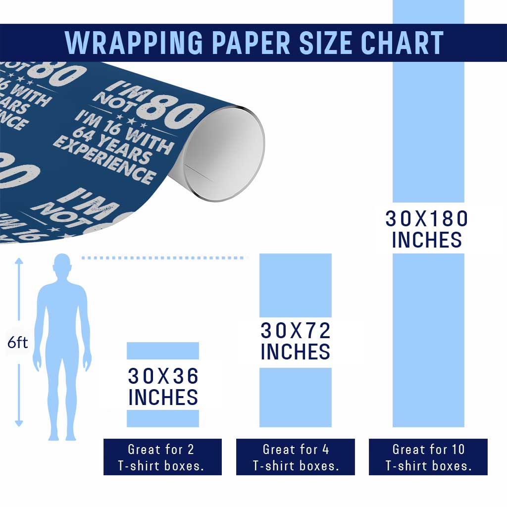 80th Birthday Wrapping Paper Roll Funny Saying Retro Vintage 80 Year Old Gift