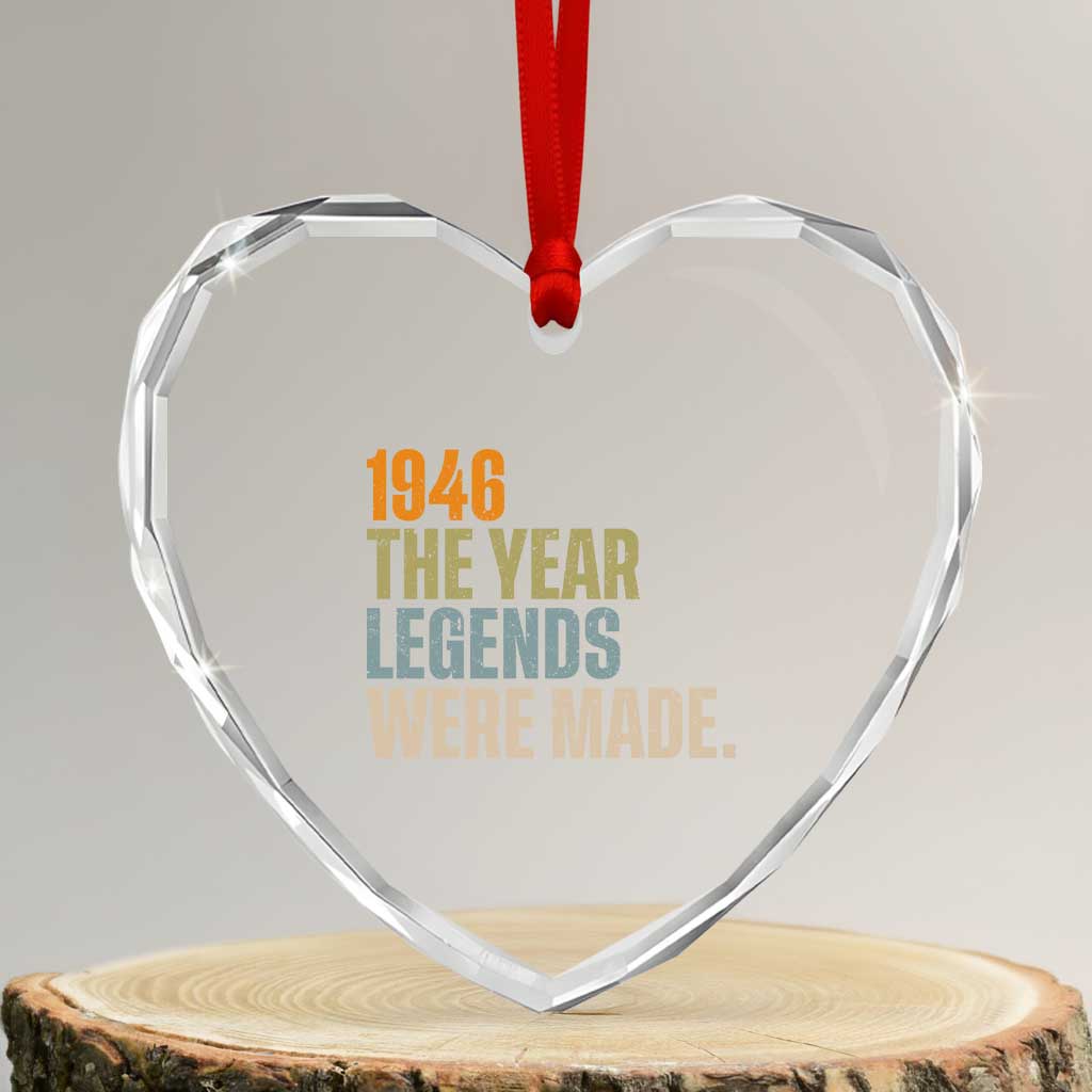 80th Birthday Gift For Men Heart Crystal Glass Ornament Vintage 1946 80 Years Old Birthday