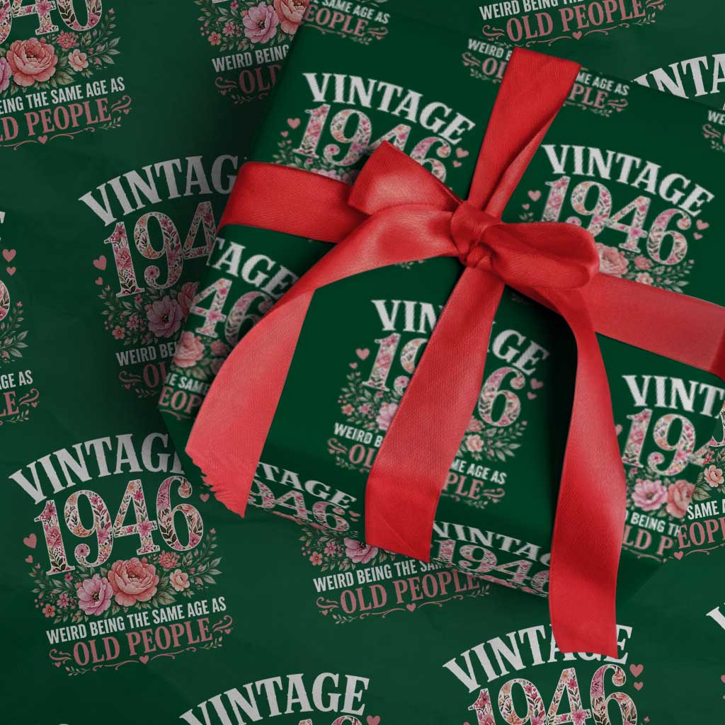 80th Birthday Gifts For Her Wrapping Paper Roll Floral 1946 Weird Being The Same Age As Old People