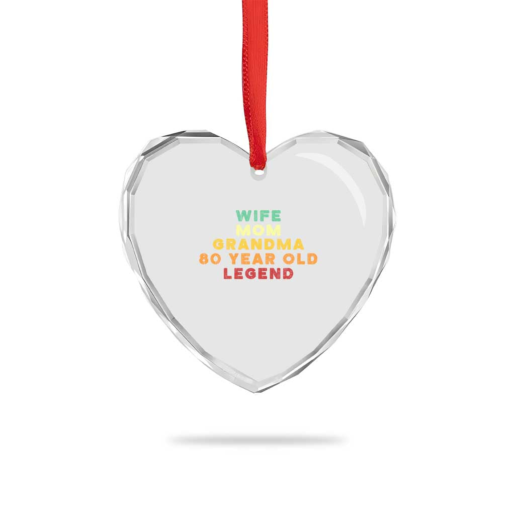 80th Birthday Gifts For Women Heart Crystal Glass Ornament Wife Mom Grandma 80 Year Old Legend