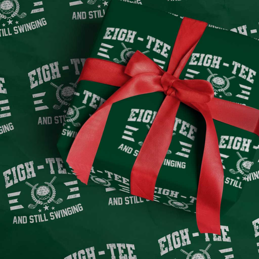 80th Birthday Golf Wrapping Paper Roll Funny Eigh Tee And Still Swinging 80 Years Old