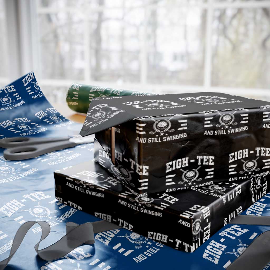 80th Birthday Golf Wrapping Paper Roll Funny Eigh Tee And Still Swinging 80 Years Old