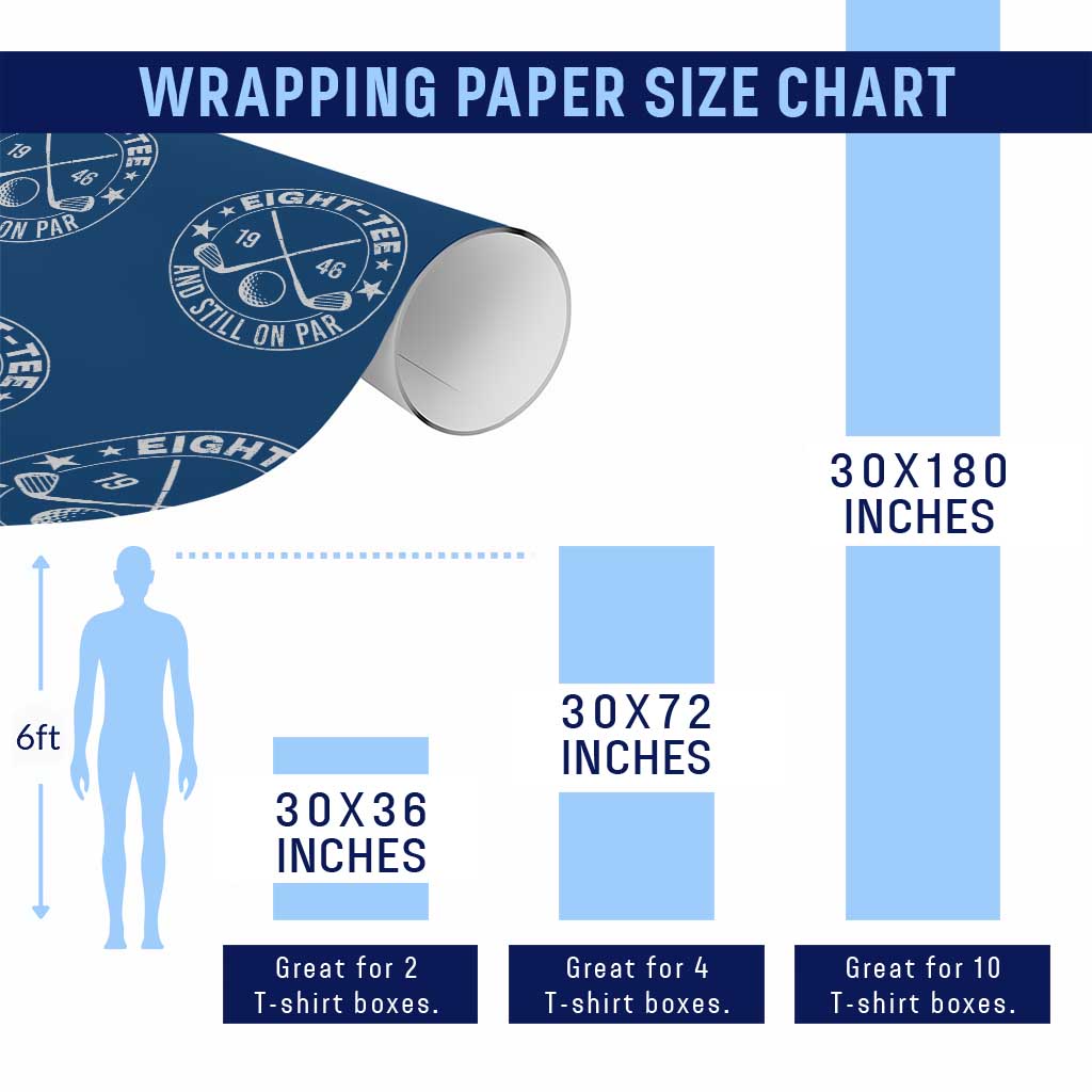 80th Birthday Golf Wrapping Paper Roll Vintage 1946 Eight Tee And Still On Par Golf Lover Gift