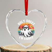 80th Birthday Halloween Ghost Heart Crystal Glass Ornament Holy Sheet I'm Eighty