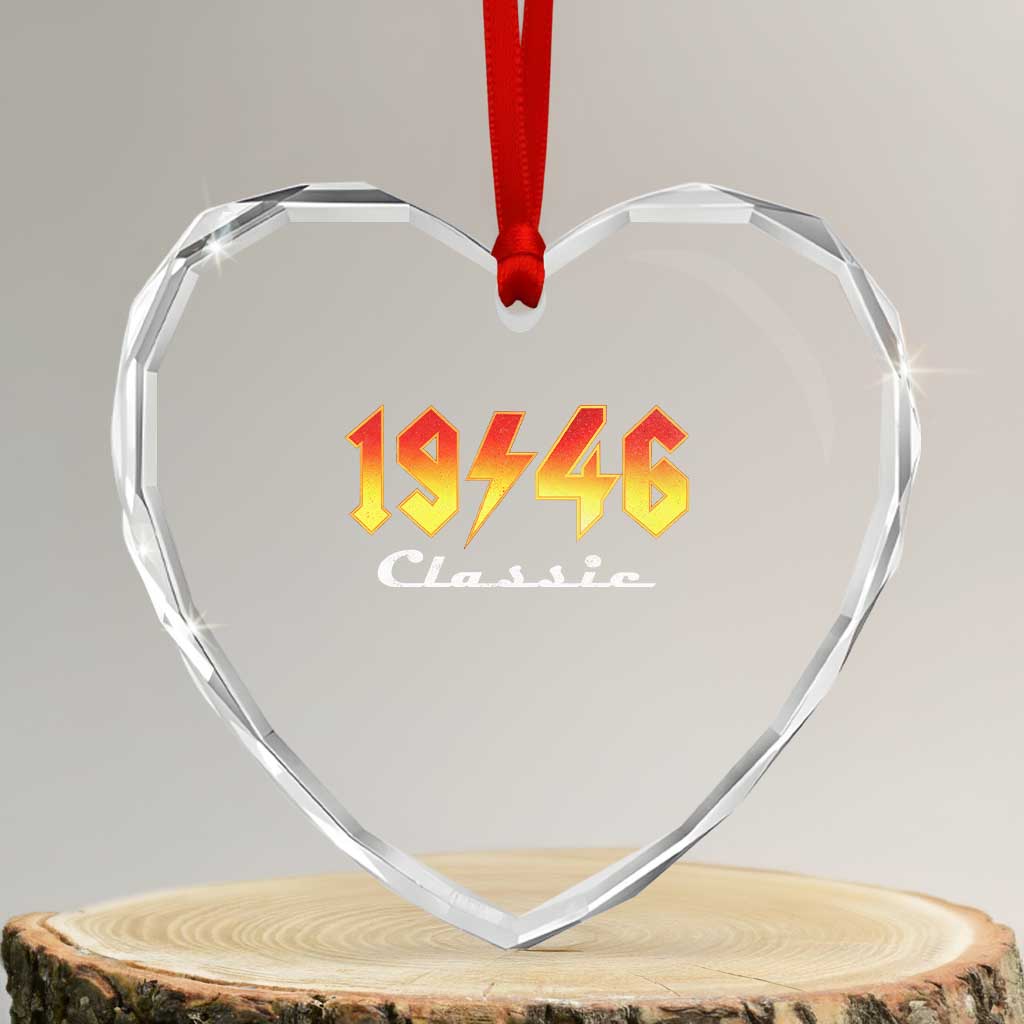 80th Birthday Heart Crystal Glass Ornament Classic Born 1946 Turning 80 Year Old