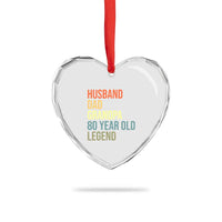 80th Birthday Heart Crystal Glass Ornament Husband Dad Grandpa 80 Year Old Legend