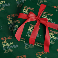 80th Birthday Wrapping Paper Roll Husband Dad Grandpa 80 Year Old Legend