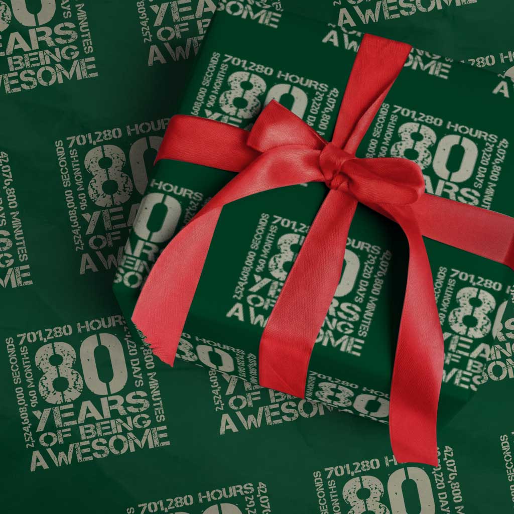 80th Milestone Birthday Wrapping Paper Roll 80 Years Of Being Awesome