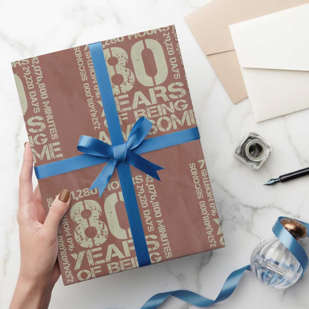 80th Milestone Birthday Wrapping Paper Roll 80 Years Of Being Awesome
