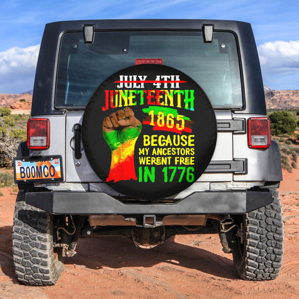 African Tire Covers - Juneteenth Spare Tire Cover Juneteenth 1865, My Ancestors Weren't Free In 1776 NO.81 LT8 - Wonder Print Shop