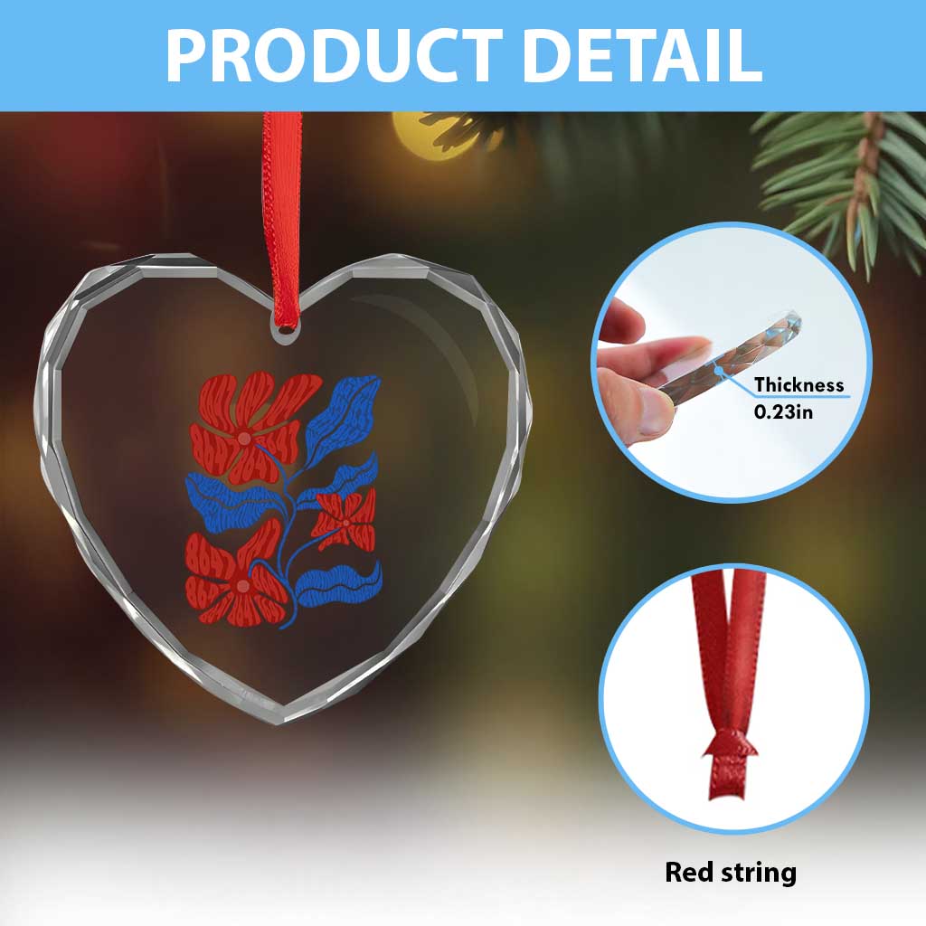 86 47 Boho Floral Matisse Heart Crystal Glass Ornament No Kings Oligarchy FDT Political Protest