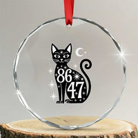86 47 Celestial Black Cat Mystic Crystal Glass Ornament Moon Stars Coded Political Satire