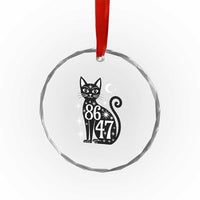 86 47 Celestial Black Cat Mystic Crystal Glass Ornament Moon Stars Coded Political Satire