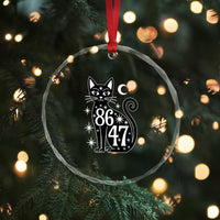 86 47 Celestial Black Cat Mystic Crystal Glass Ornament Moon Stars Coded Political Satire