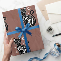 86 47 Celestial Black Cat Mystic Wrapping Paper Roll Moon Stars Coded Political Satire