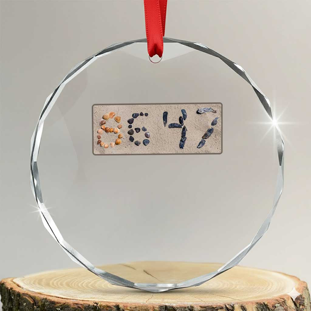 86 47 Seashell Beach Sand Graphic Crystal Glass Ornament Subtle Coastal Summer Political Satire