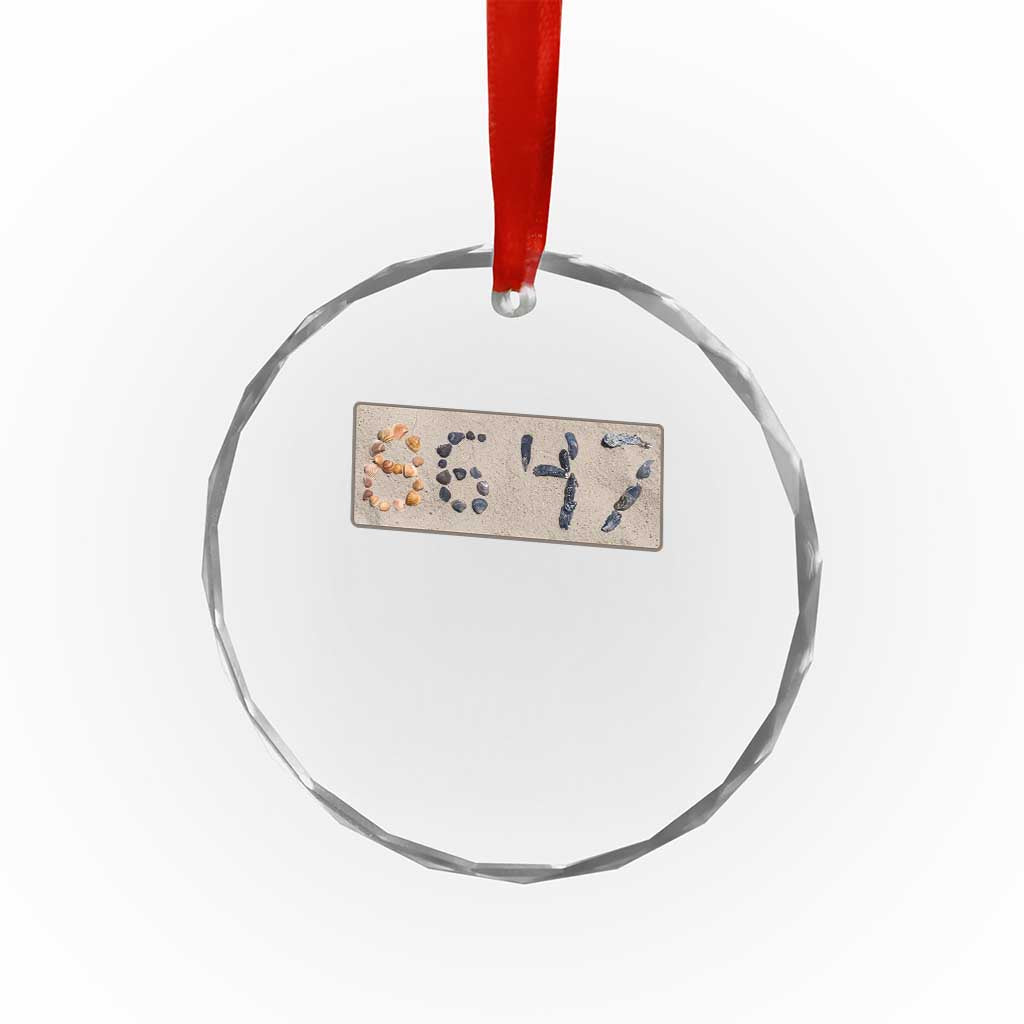 86 47 Seashell Beach Sand Graphic Crystal Glass Ornament Subtle Coastal Summer Political Satire