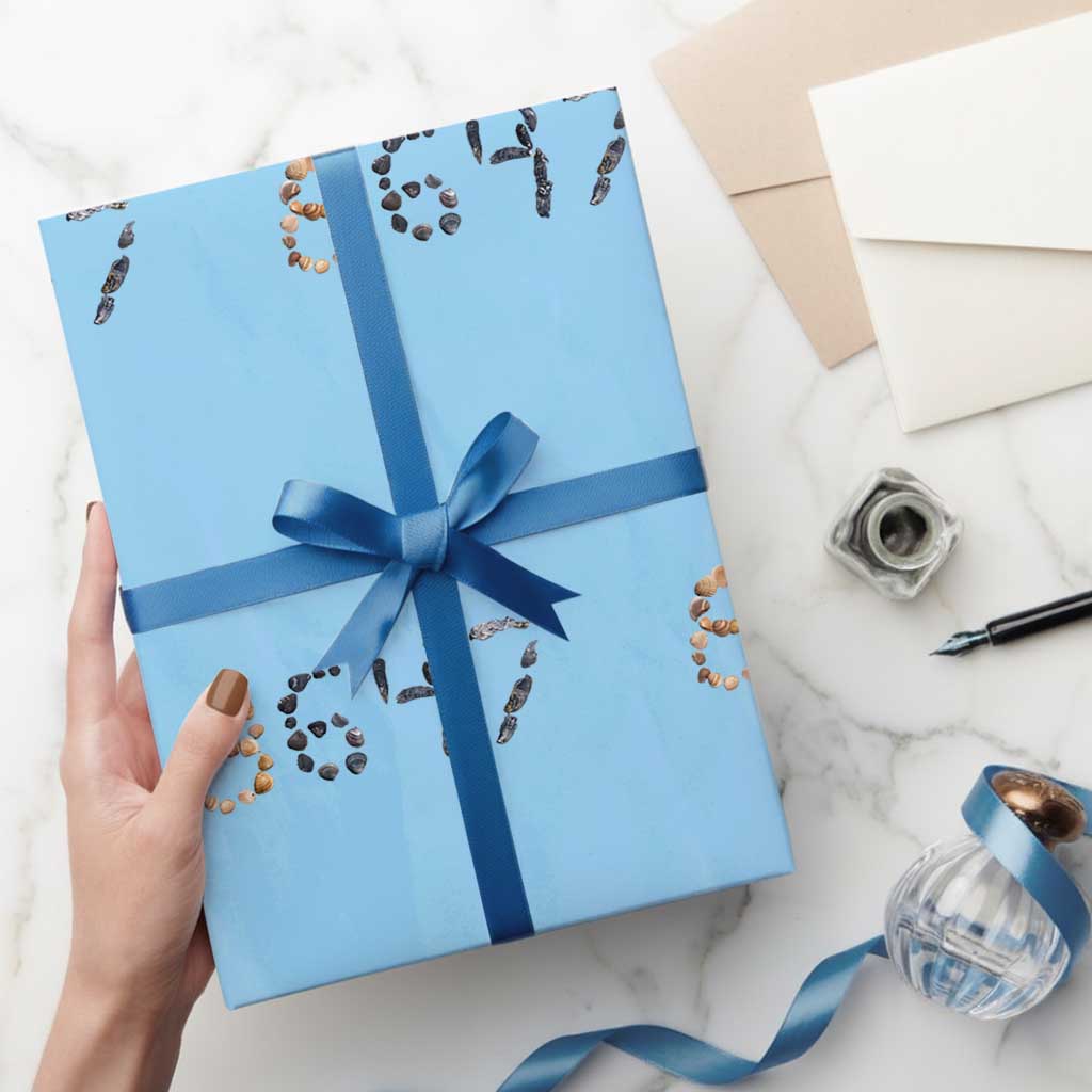 86 47 Seashell Graphic Subtle Summer Coastal Wrapping Paper Roll Viral 2026 Beach Walk Political Satire