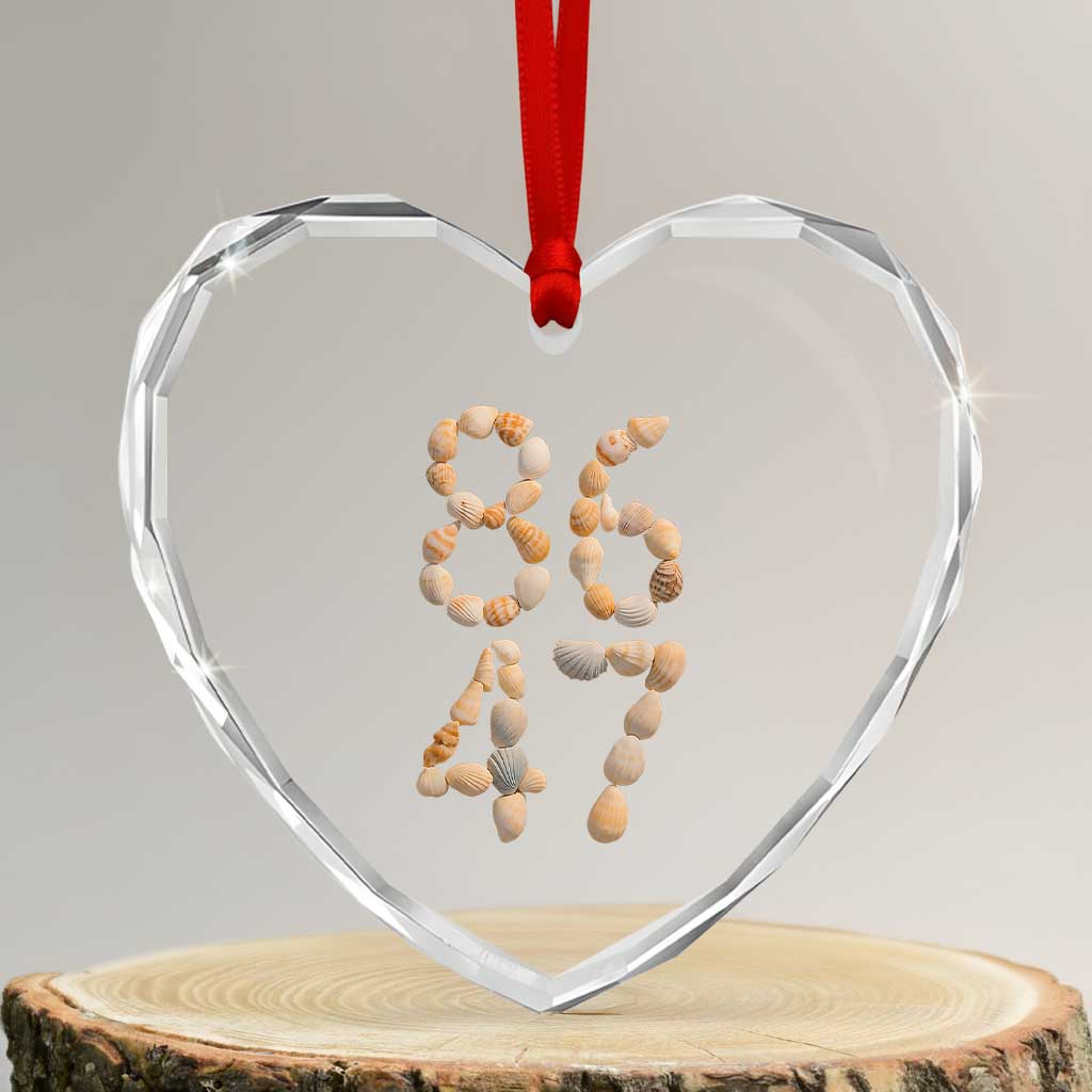 86 47 Seashell Subtle Summer Coastal Graphic Heart Crystal Glass Ornament Viral Beach Walk Political Satire