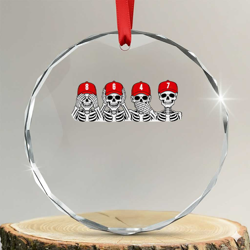 86 47 Subtle Anti FDT Crystal Glass Ornament Funny Skeleton Wearing Hat Sarcastic Political