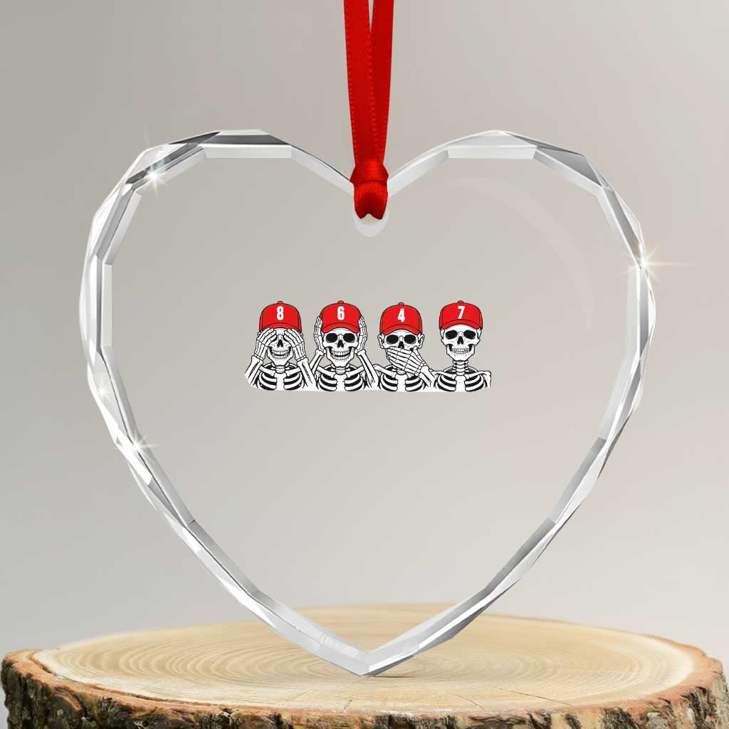 86 47 Subtle Anti FDT Heart Crystal Glass Ornament Funny Skeleton Wearing Hat Sarcastic Political