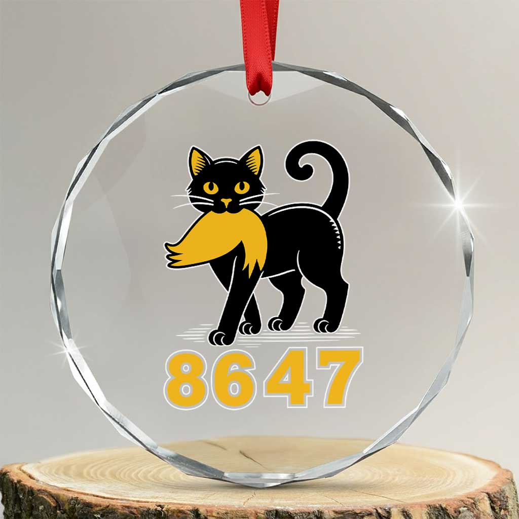 8647 Black Cat Golden Hair Prey Crystal Glass Ornament Funny Coded Political Satire