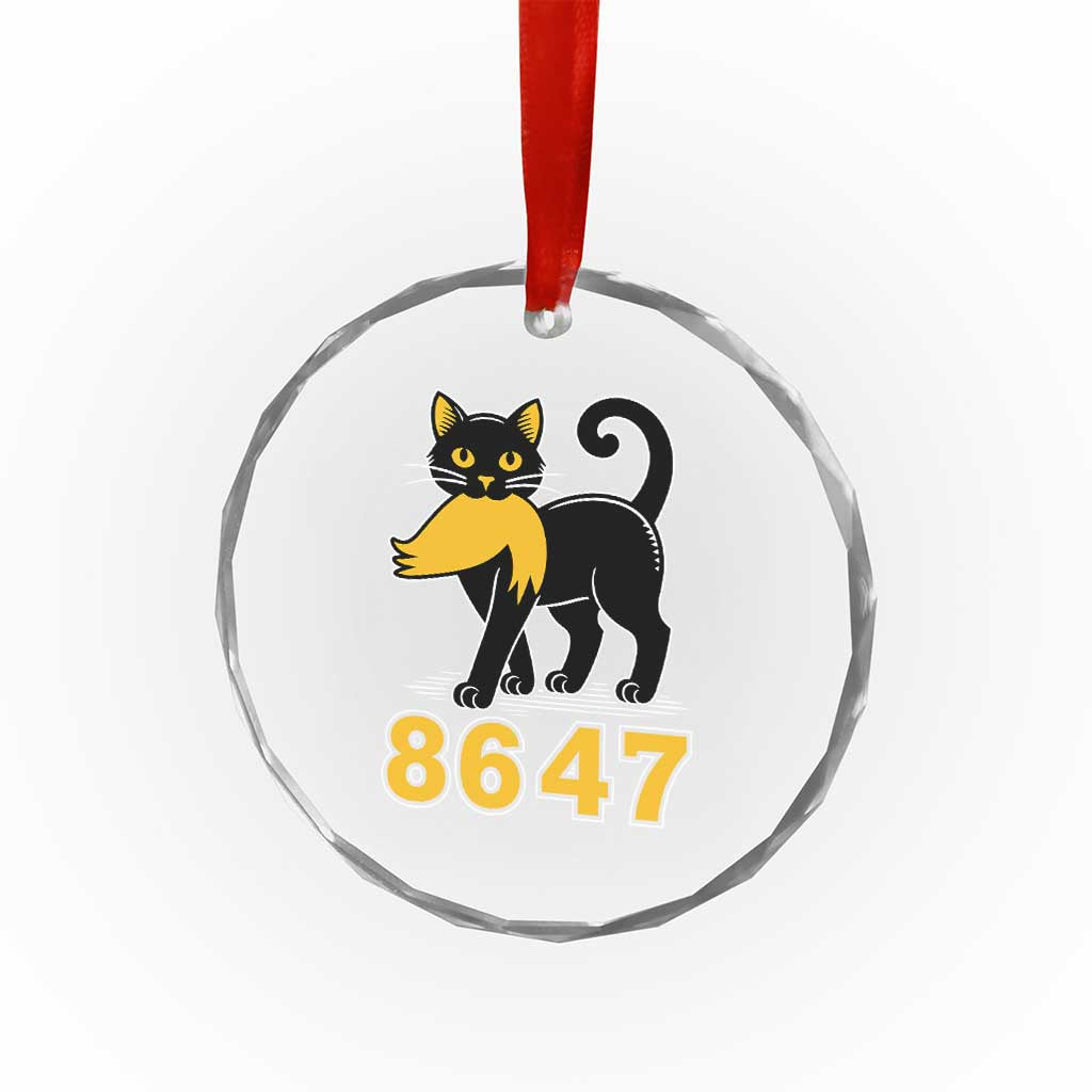 8647 Black Cat Golden Hair Prey Crystal Glass Ornament Funny Coded Political Satire