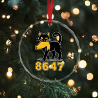 8647 Black Cat Golden Hair Prey Crystal Glass Ornament Funny Coded Political Satire