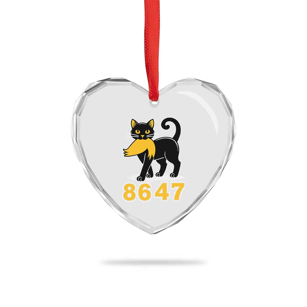 8647 Black Cat Golden Hair Prey Heart Crystal Glass Ornament Funny Coded Political Satire