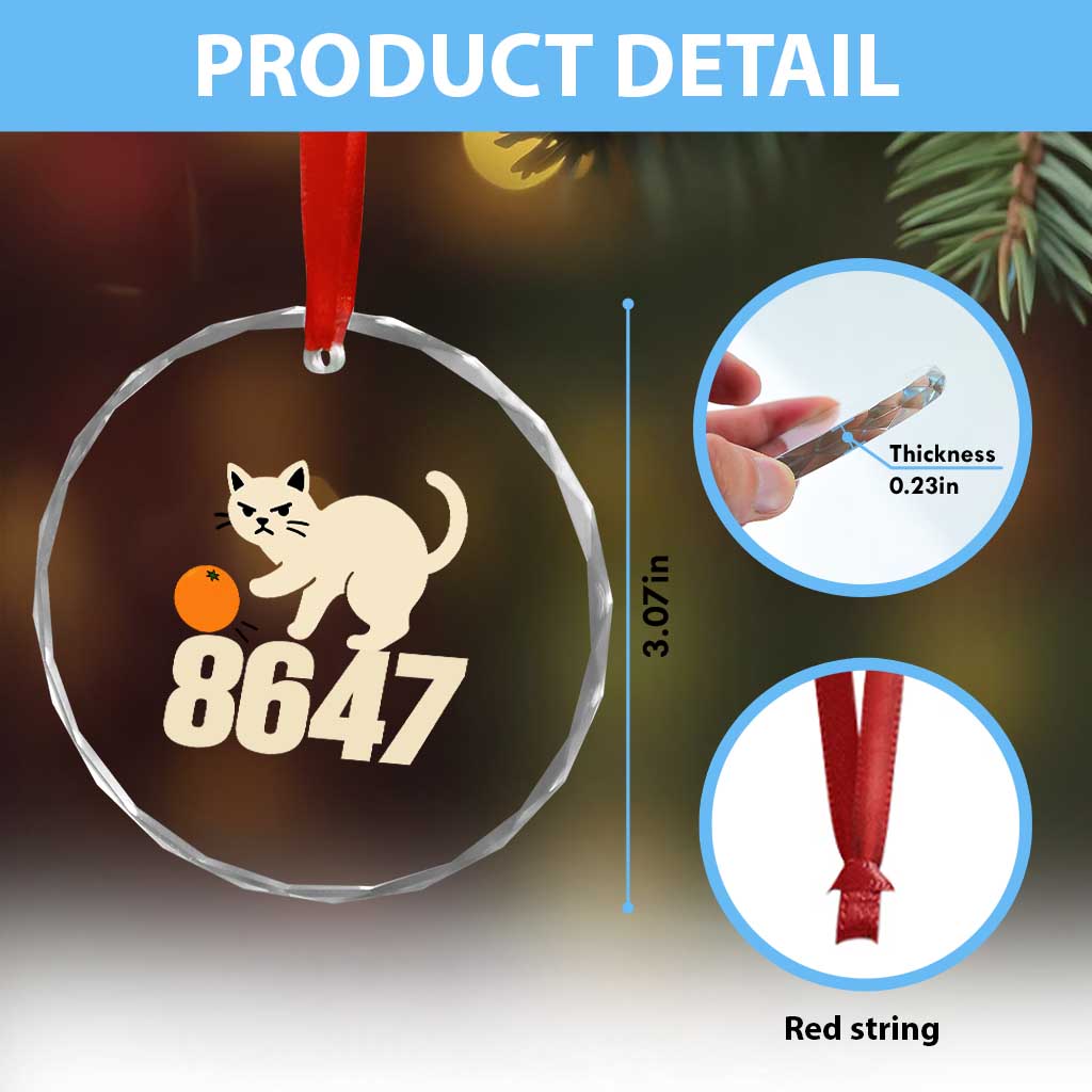 8647 FDT Crystal Glass Ornament Funny Cat Political Meme