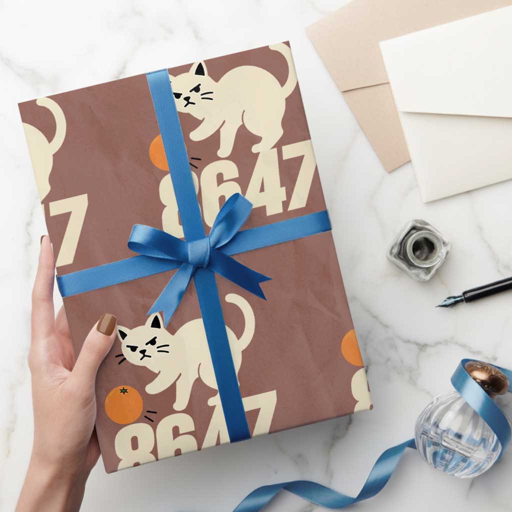 8647 FDT Wrapping Paper Roll Funny Cat Political Meme