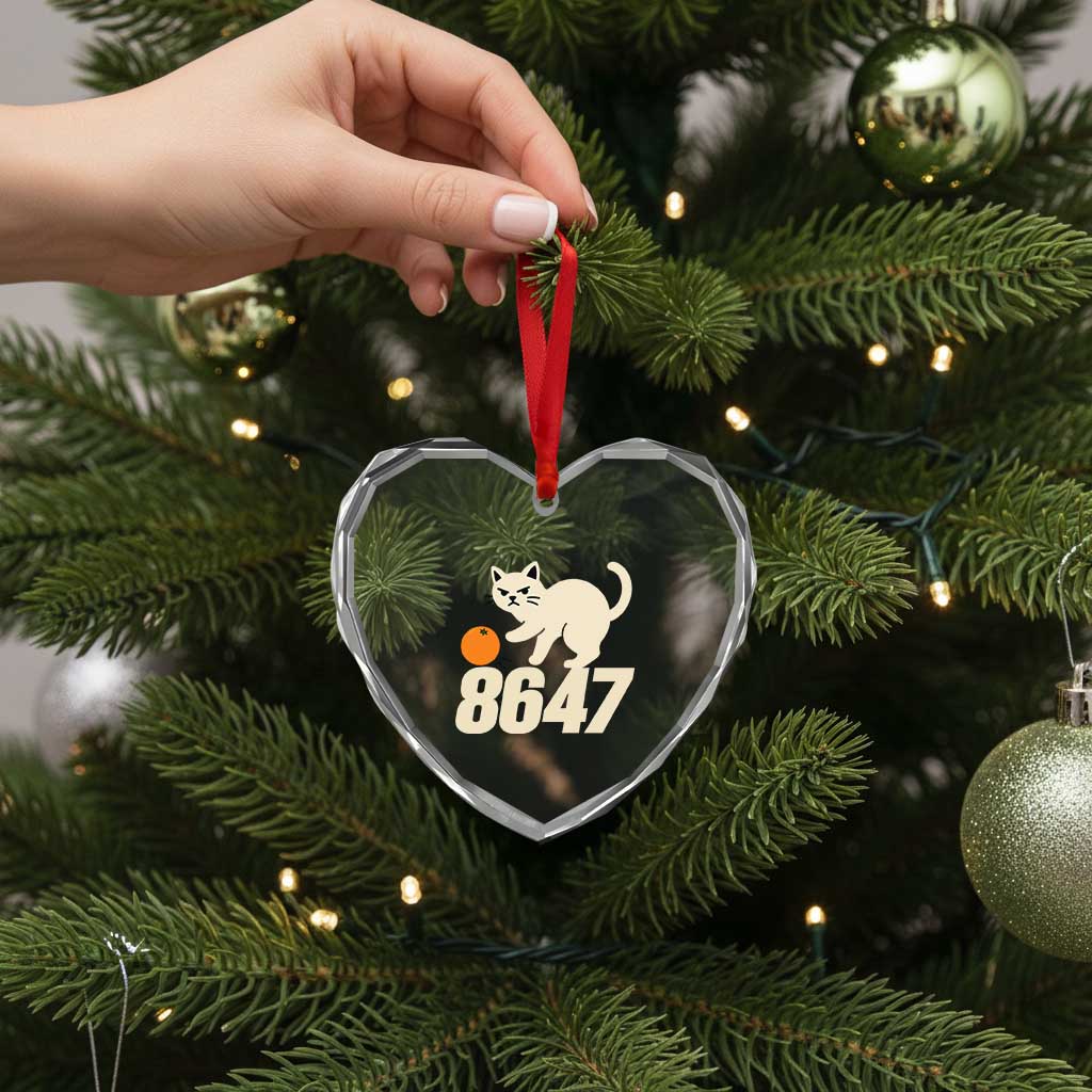 8647 FDT Heart Crystal Glass Ornament Funny Cat Political Meme