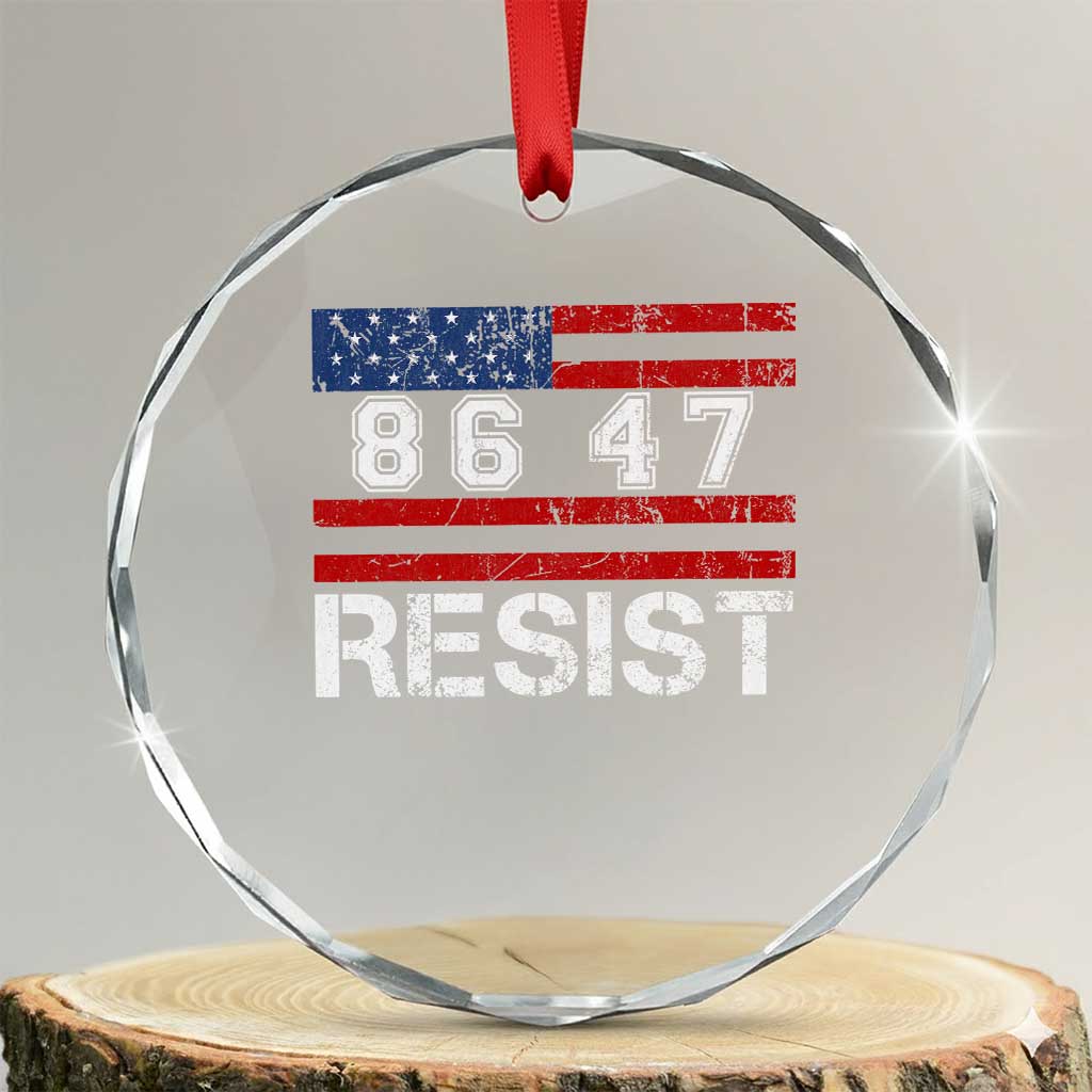 8647 Resist Crystal Glass Ornament Retro Social Justice American Flag TS10