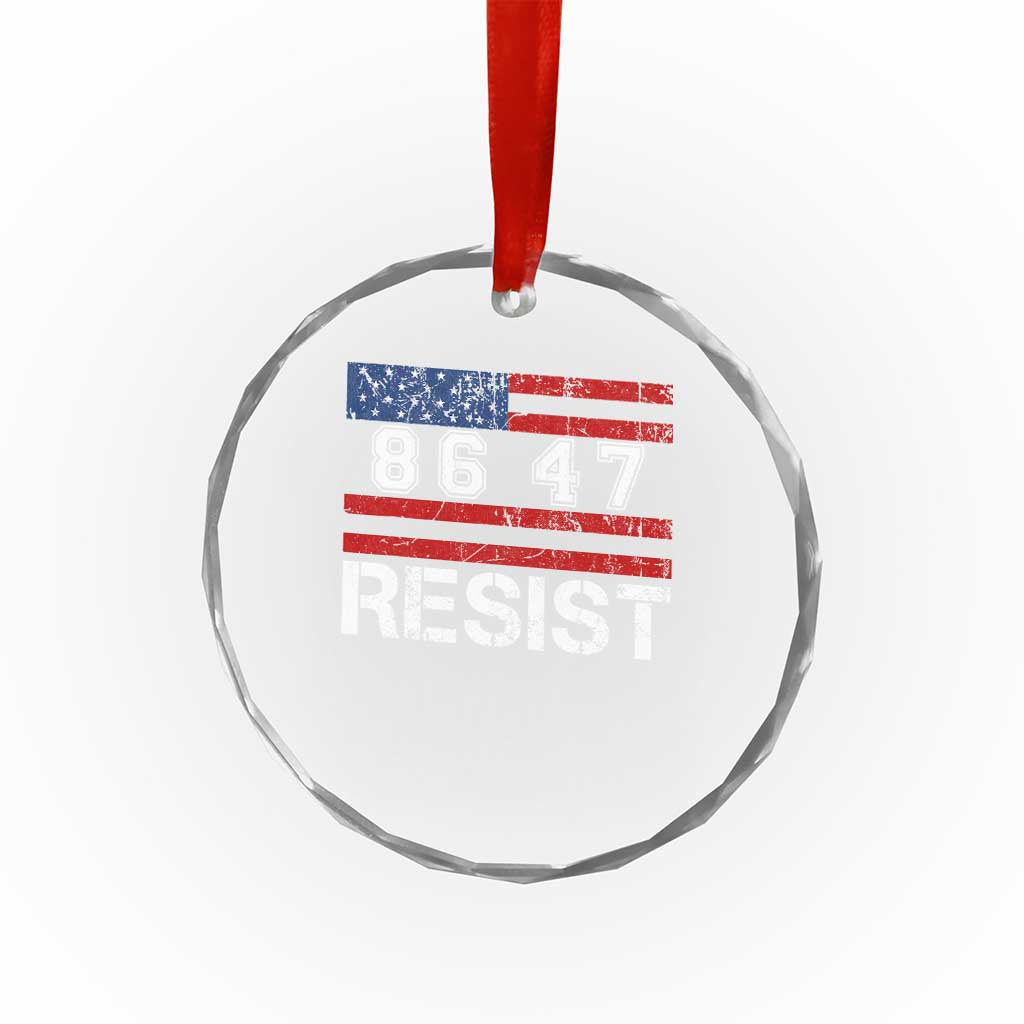 8647 Resist Crystal Glass Ornament Retro Social Justice American Flag TS10