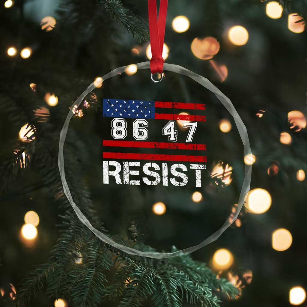 8647 Resist Crystal Glass Ornament Retro Social Justice American Flag TS10