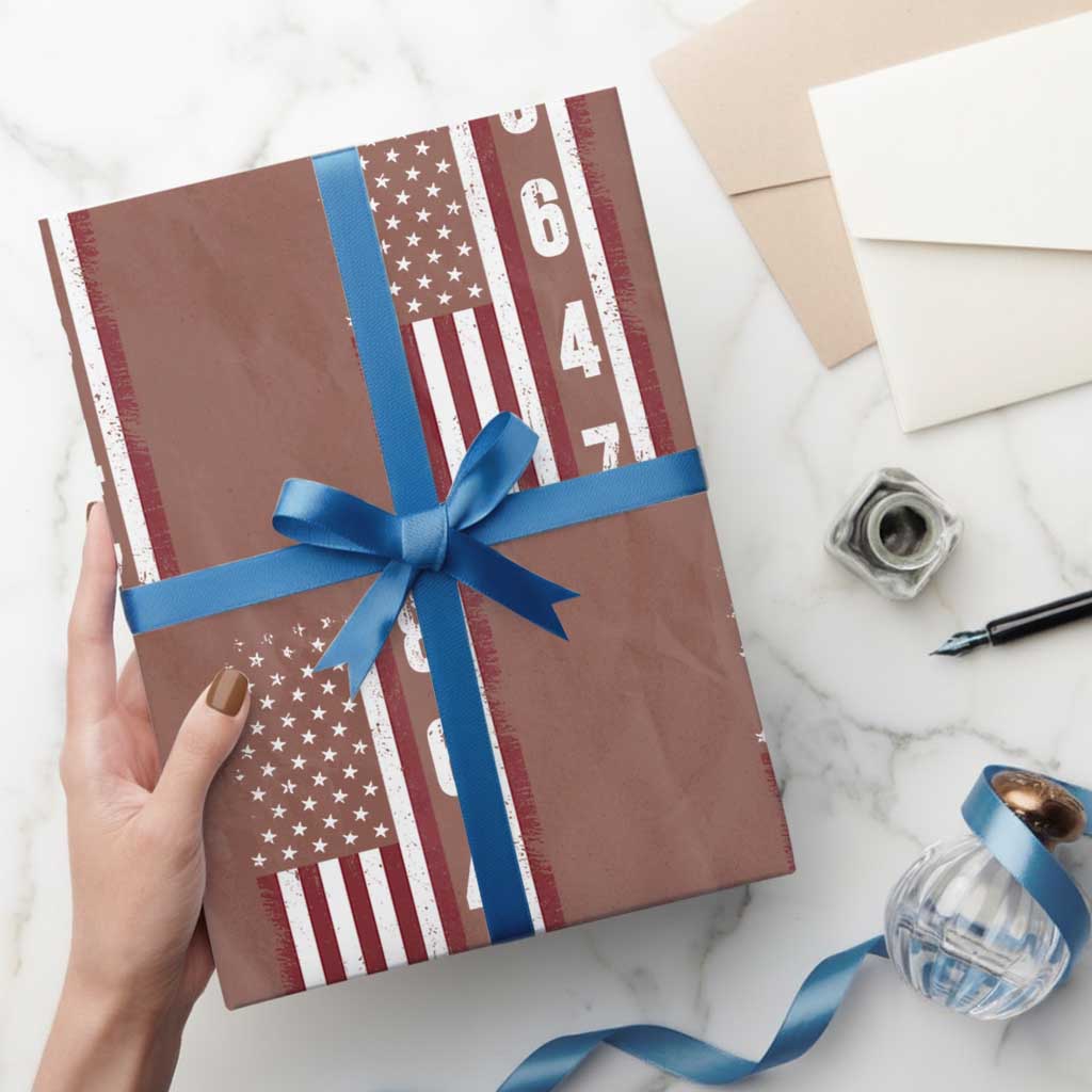 8647 Vintage US Flag Wrapping Paper Roll Political Expression Apparel For Democrats