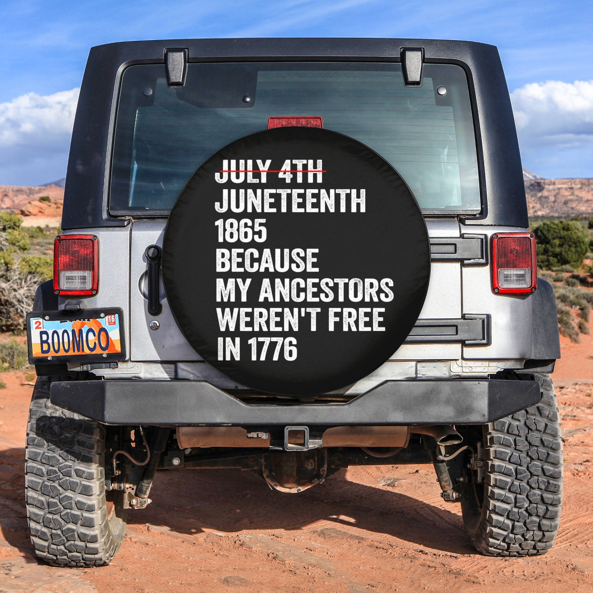 African Tire Covers - Juneteenth Spare Tire Cover Juneteenth 1865, My Ancestors Weren't Free In 1776 NO.88 LT8 - Wonder Print Shop