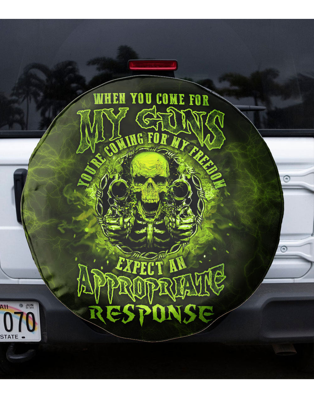 When You Come For My G Green Skull Spare Tire Cover - Wonder Print Shop