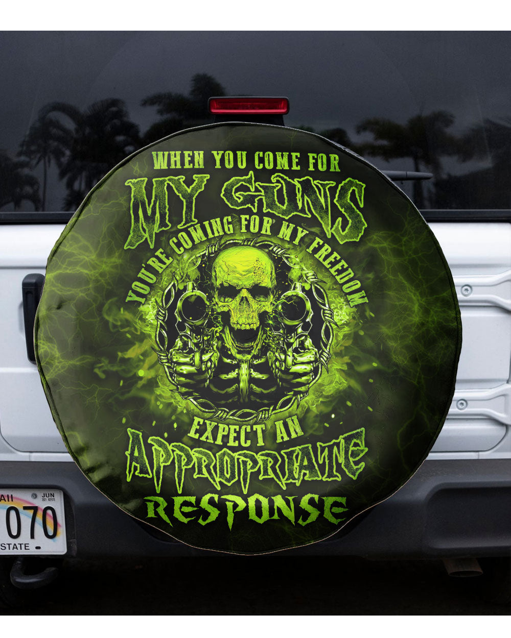 When You Come For My G Green Skull Spare Tire Cover