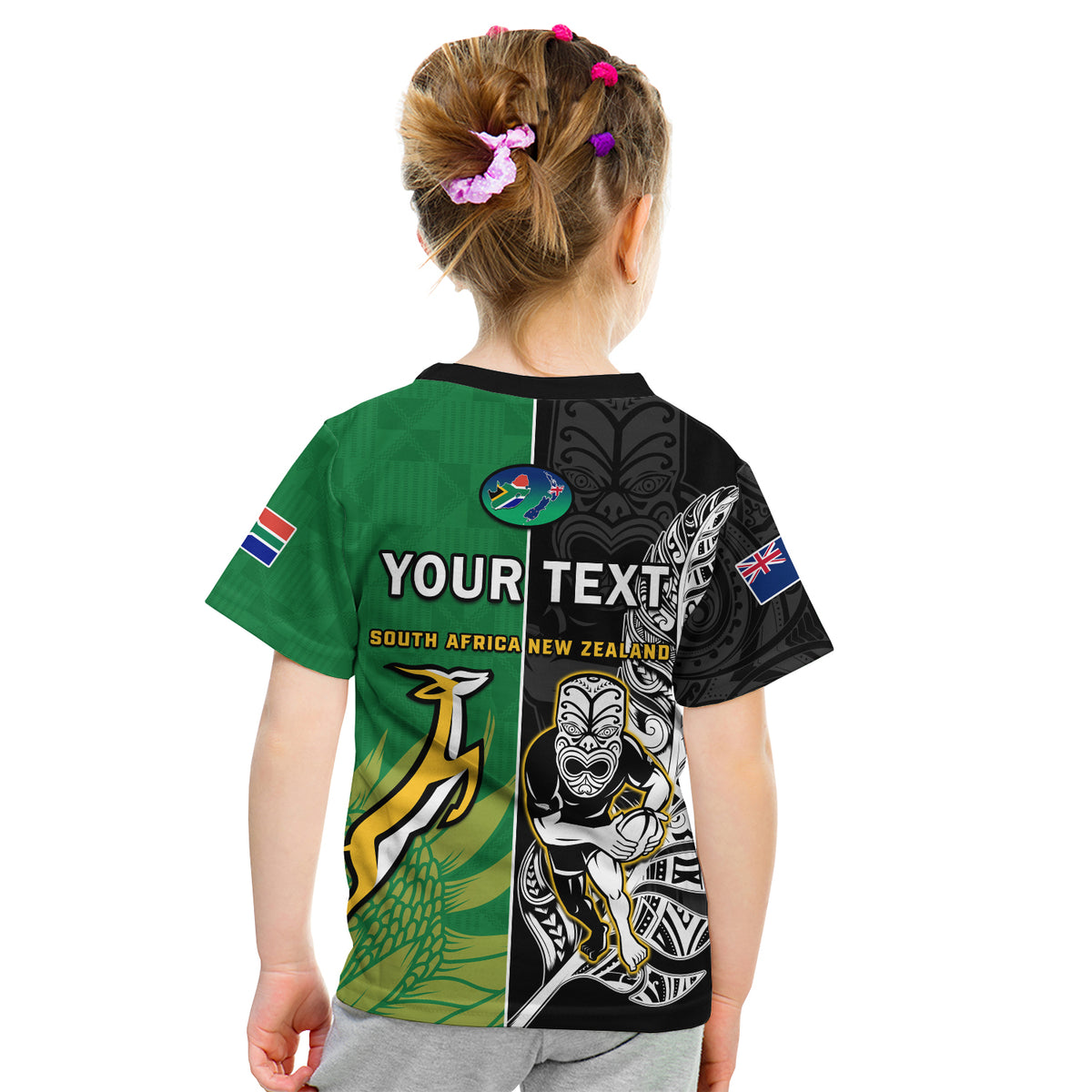 Custom New Zealand And South Africa Rugby T Shirt All Black Maori Mix Springboks - Wonder Print Shop