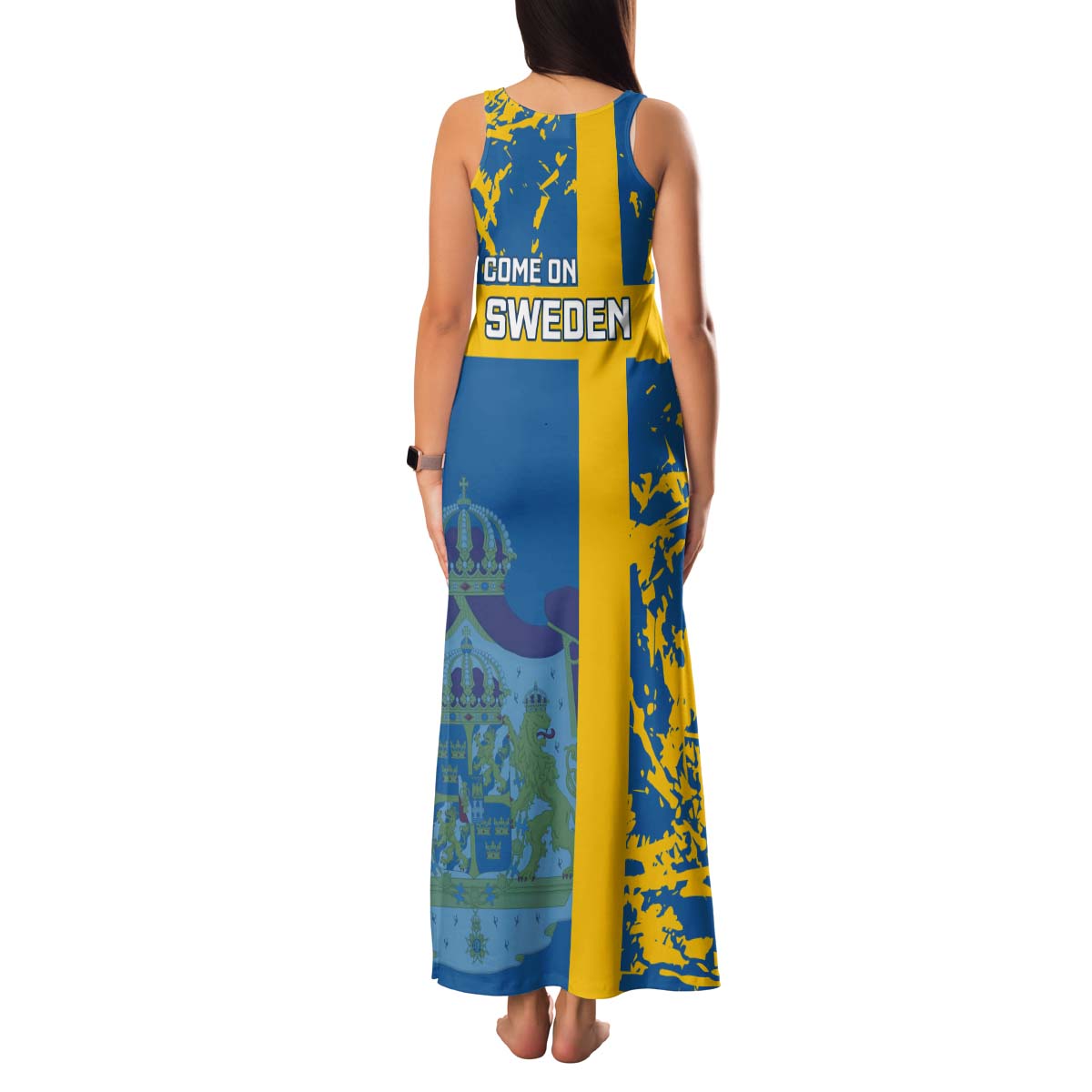 Sweden Football Tank Maxi Dress Come On Sverige 2023 World Cup - Wonder Print Shop