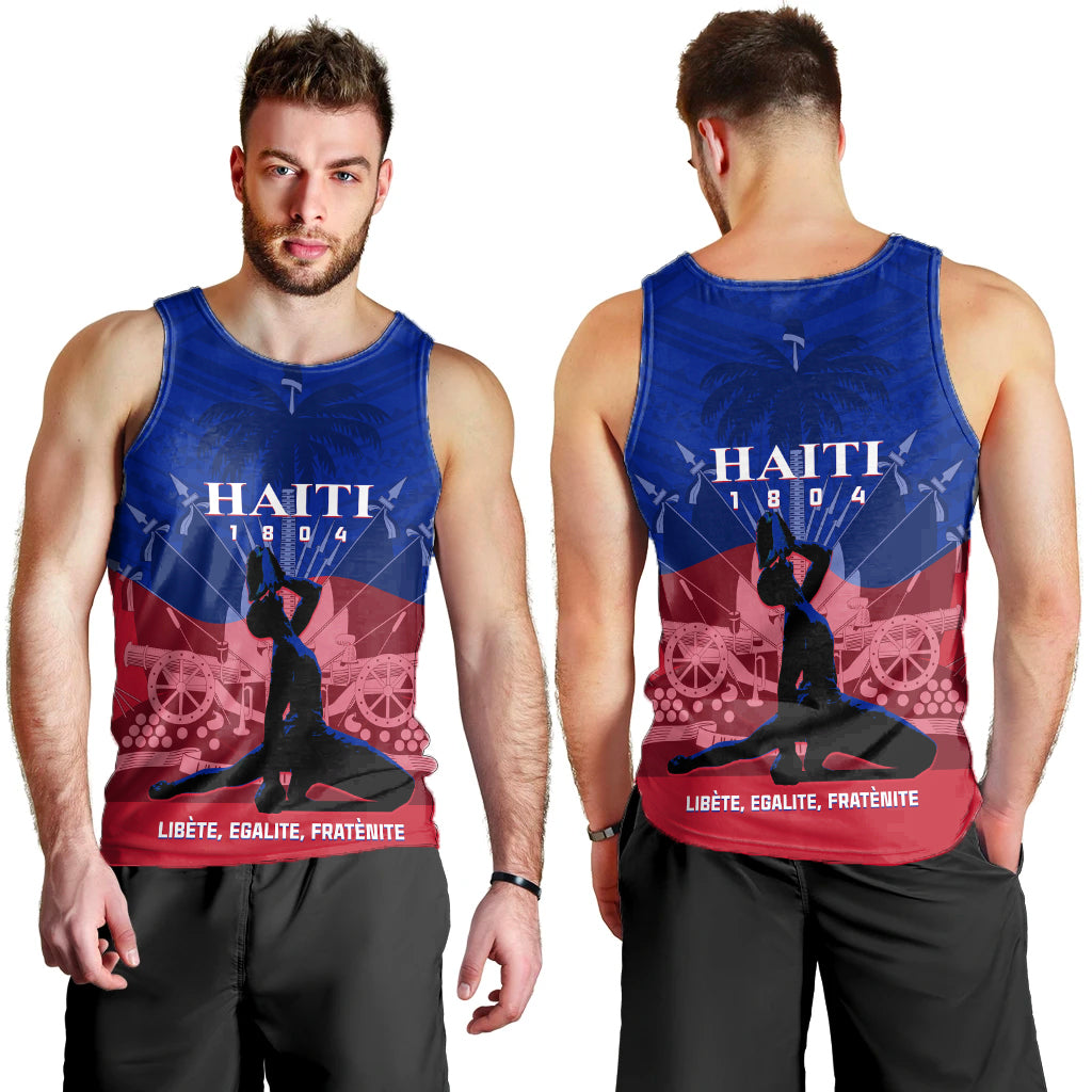Haiti Men Tank Top Negre Marron With Coat Of Arms Polynesian Style LT14