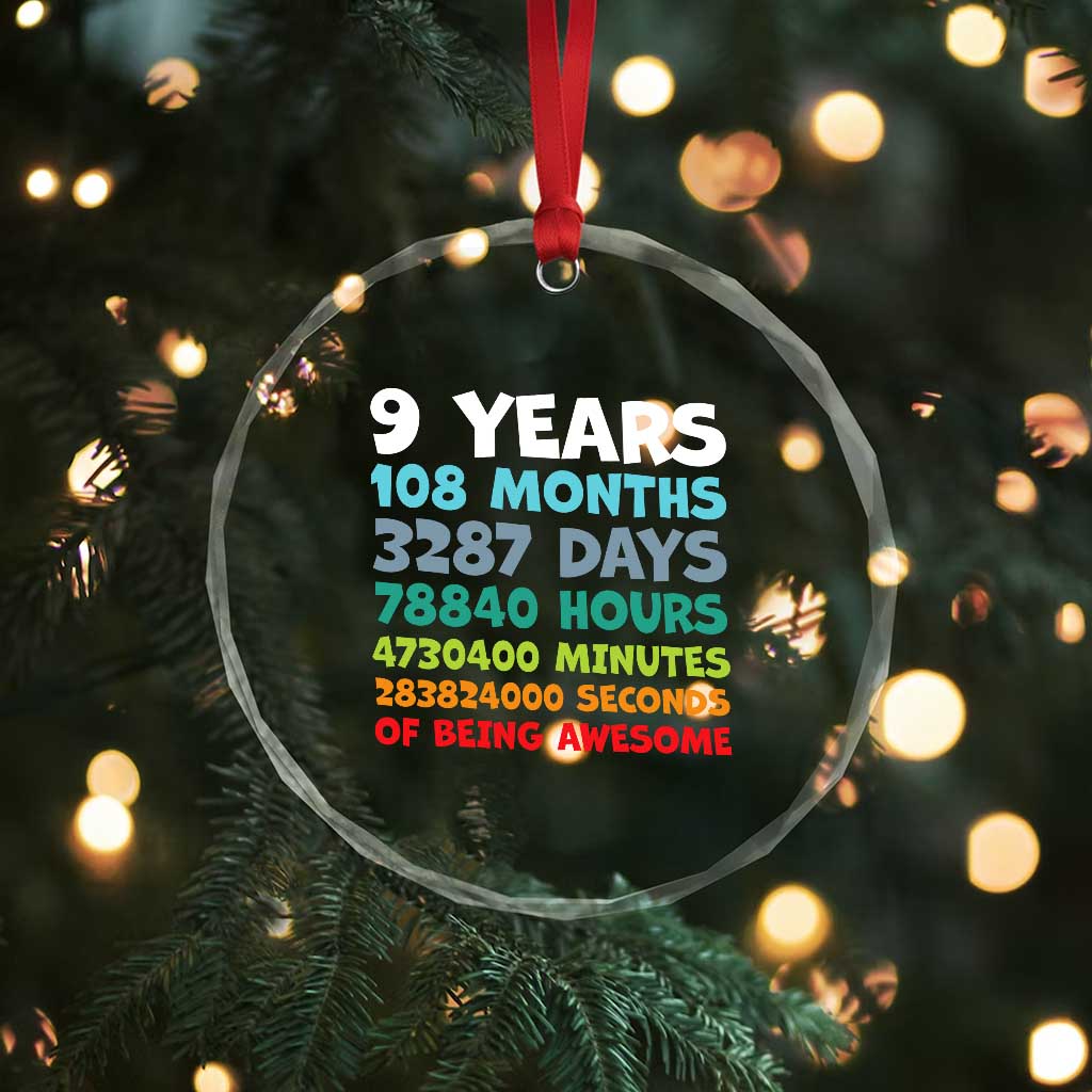 9 Year Old Bday Crystal Glass Ornament Son Boy 9yr 9th Birthday Gifts