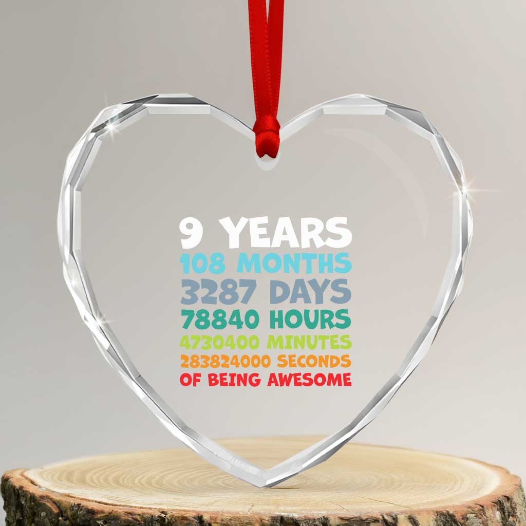 9 Year Old Bday Heart Crystal Glass Ornament Son Boy 9yr 9th Birthday Gifts