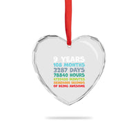 9 Year Old Bday Heart Crystal Glass Ornament Son Boy 9yr 9th Birthday Gifts